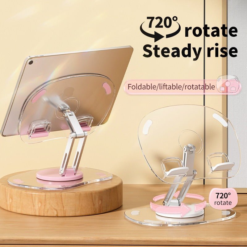 360 degree rotating acrylic tablet stand foldable portable pad stand phone stand desktop - PhoneStyle
