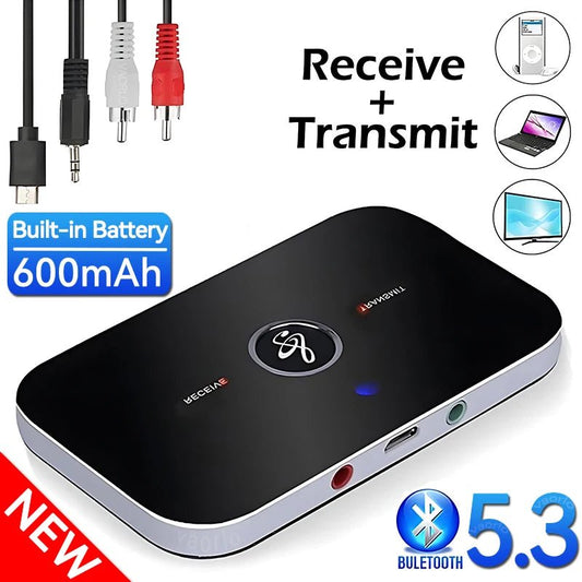 B6 2 IN 1 Bluetooth 5.3 Audio Transmitter Receiver 3.5mm AUX Jack RCA USB Dongle Music Wireless Adapter For Car PC TV Headphone - PhoneStyle