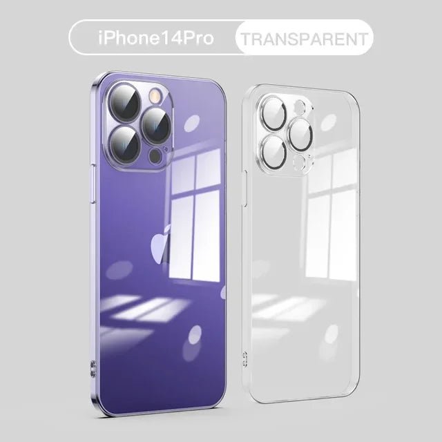 Electroplating TPU transparent phone case for iPhone 16, Apple 15 with lens film, 14 Pro anti drop protective cover, 13 - PhoneStyle
