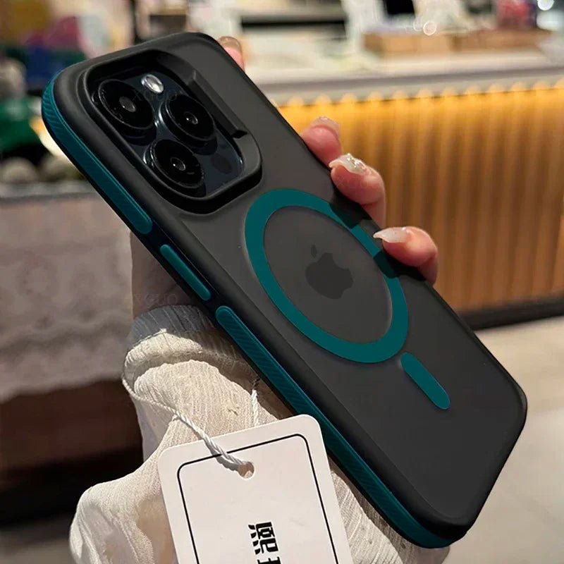 Fashion Bicolor Matte Frosted Magnetic Translucency Case For iPhone 16 15 14 13 12 11 Pro Max 16 Plus Magsafe Splice Color Cover - PhoneStyle