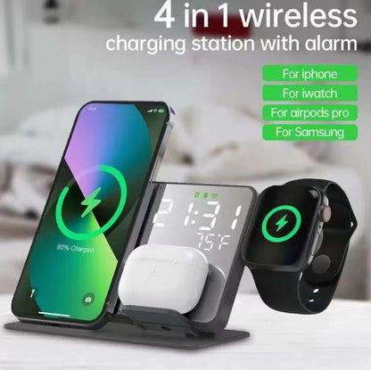 15W Four in One Wireless Charging Clock LED Digital Display Alarm Clock Temperature Display Wireless Charging - PhoneStyle