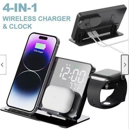 15W Four in One Wireless Charging Clock LED Digital Display Alarm Clock Temperature Display Wireless Charging - PhoneStyle