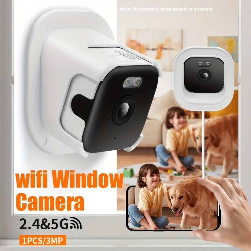 Night Vision Window Mount Smart Panoramic Camera for Home Security, HD Surveillance Camera