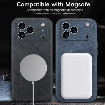 For Magsafe Leather Phone Case For iPhone 16 15 14 Plus 13 12 11 17 Pro Max 16e Air Cases Magnetic Wireless Charging Soft Cover