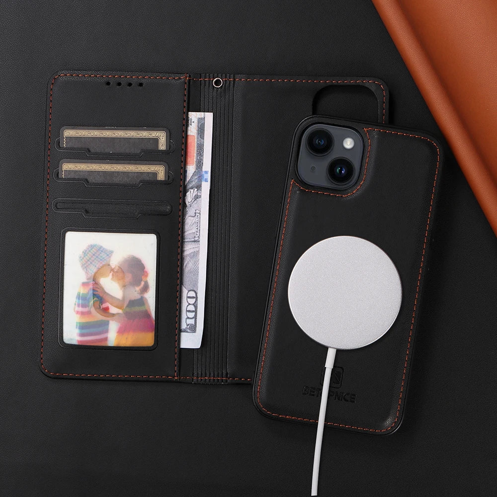 Detachable Magnetic Case for Iphone 16 15 14 13 12 11 Pro Max Mini XR X XS 6 6s 7 8 Plus SE RFID Protect Leather Wallet Cover