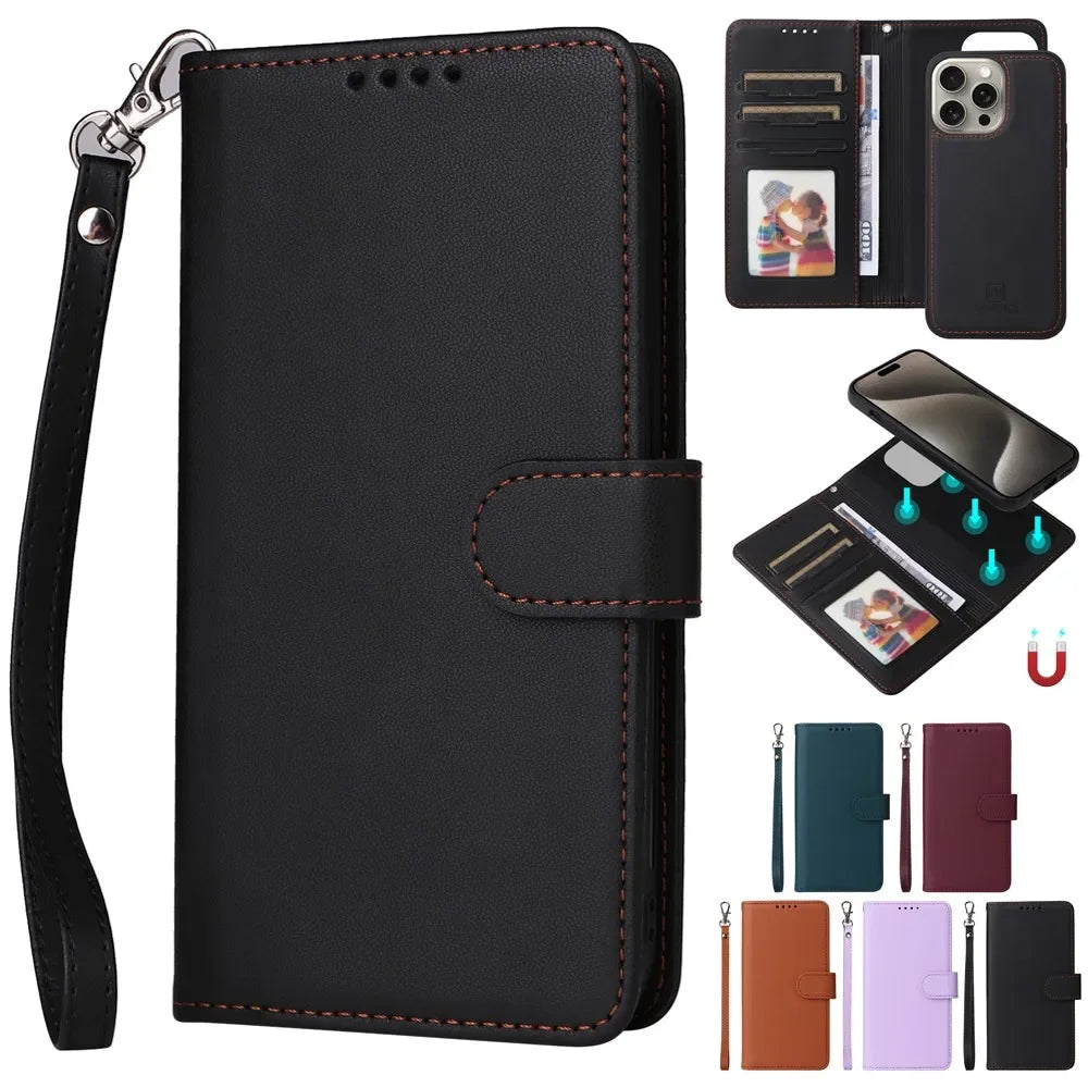 Detachable Magnetic Case for Iphone 16 15 14 13 12 11 Pro Max Mini XR X XS 6 6s 7 8 Plus SE RFID Protect Leather Wallet Cover