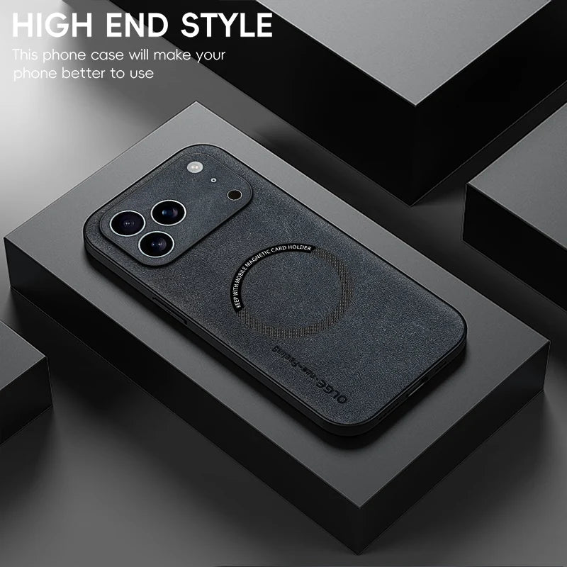 For Magsafe Leather Phone Case For iPhone 16 15 14 Plus 13 12 11 17 Pro Max 16e Air Cases Magnetic Wireless Charging Soft Cover