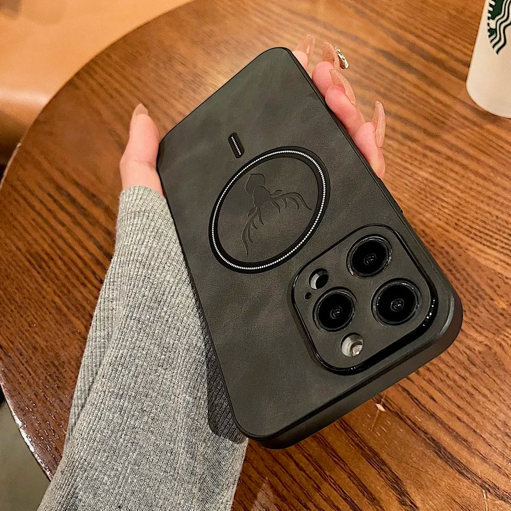 Retro Leather Deer Case For iPhone 16 15 14 13 12 11 Pro Max Plus 15Pro 14Pro 13Pro ProMax For Magsafe Wireless Charge Cover