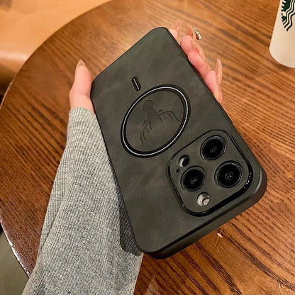 Retro Leather Deer Case For iPhone 16 15 14 13 12 11 Pro Max Plus 15Pro 14Pro 13Pro ProMax For Magsafe Wireless Charge Cover