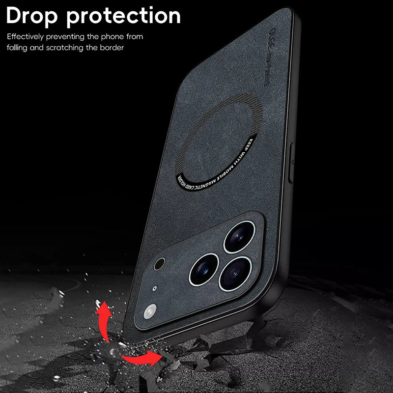 For Magsafe Leather Phone Case For iPhone 16 15 14 Plus 13 12 11 17 Pro Max 16e Air Cases Magnetic Wireless Charging Soft Cover