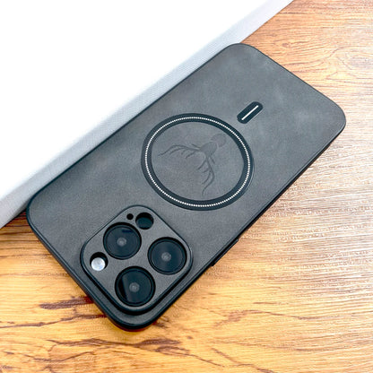 Luxury PU Leather Deer Case For iPhone 17 Air 16 15 14 13 12 11 Pro Max Plus 16E 15Pro 14Pro 13Pro Magsafe Wireless Charge Cover