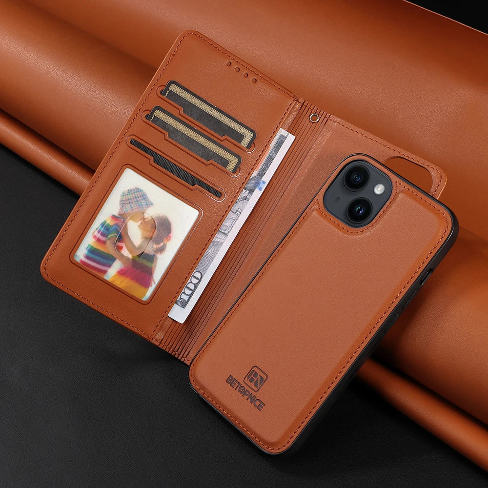 Detachable Magnetic Case for Iphone 16 15 14 13 12 11 Pro Max Mini XR X XS 6 6s 7 8 Plus SE RFID Protect Leather Wallet Cover