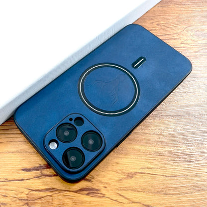 Luxury PU Leather Deer Case For iPhone 17 Air 16 15 14 13 12 11 Pro Max Plus 16E 15Pro 14Pro 13Pro Magsafe Wireless Charge Cover