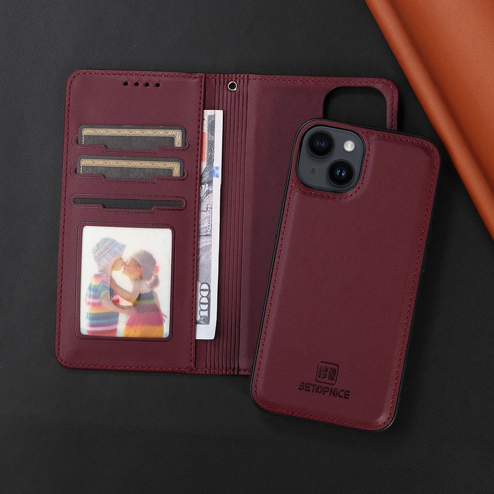 Detachable Magnetic Case for Iphone 16 15 14 13 12 11 Pro Max Mini XR X XS 6 6s 7 8 Plus SE RFID Protect Leather Wallet Cover