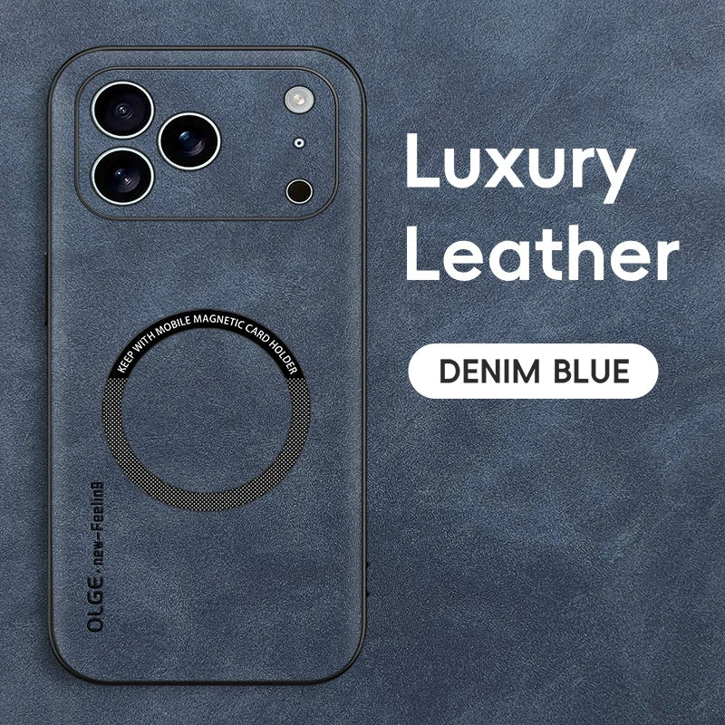 For Magsafe Leather Phone Case For iPhone 16 15 14 Plus 13 12 11 17 Pro Max 16e Air Cases Magnetic Wireless Charging Soft Cover