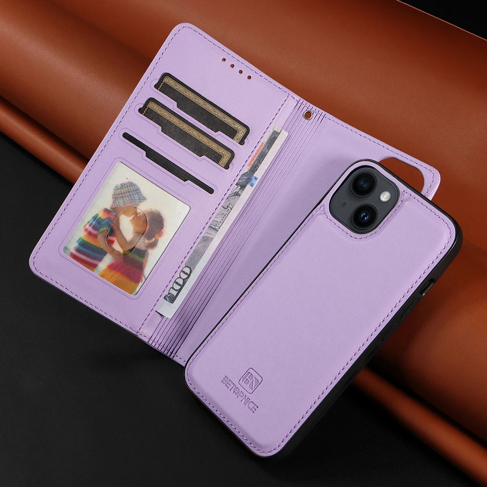 Detachable Magnetic Case for Iphone 16 15 14 13 12 11 Pro Max Mini XR X XS 6 6s 7 8 Plus SE RFID Protect Leather Wallet Cover