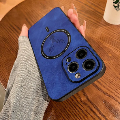 Retro Leather Deer Case For iPhone 16 15 14 13 12 11 Pro Max Plus 15Pro 14Pro 13Pro ProMax For Magsafe Wireless Charge Cover