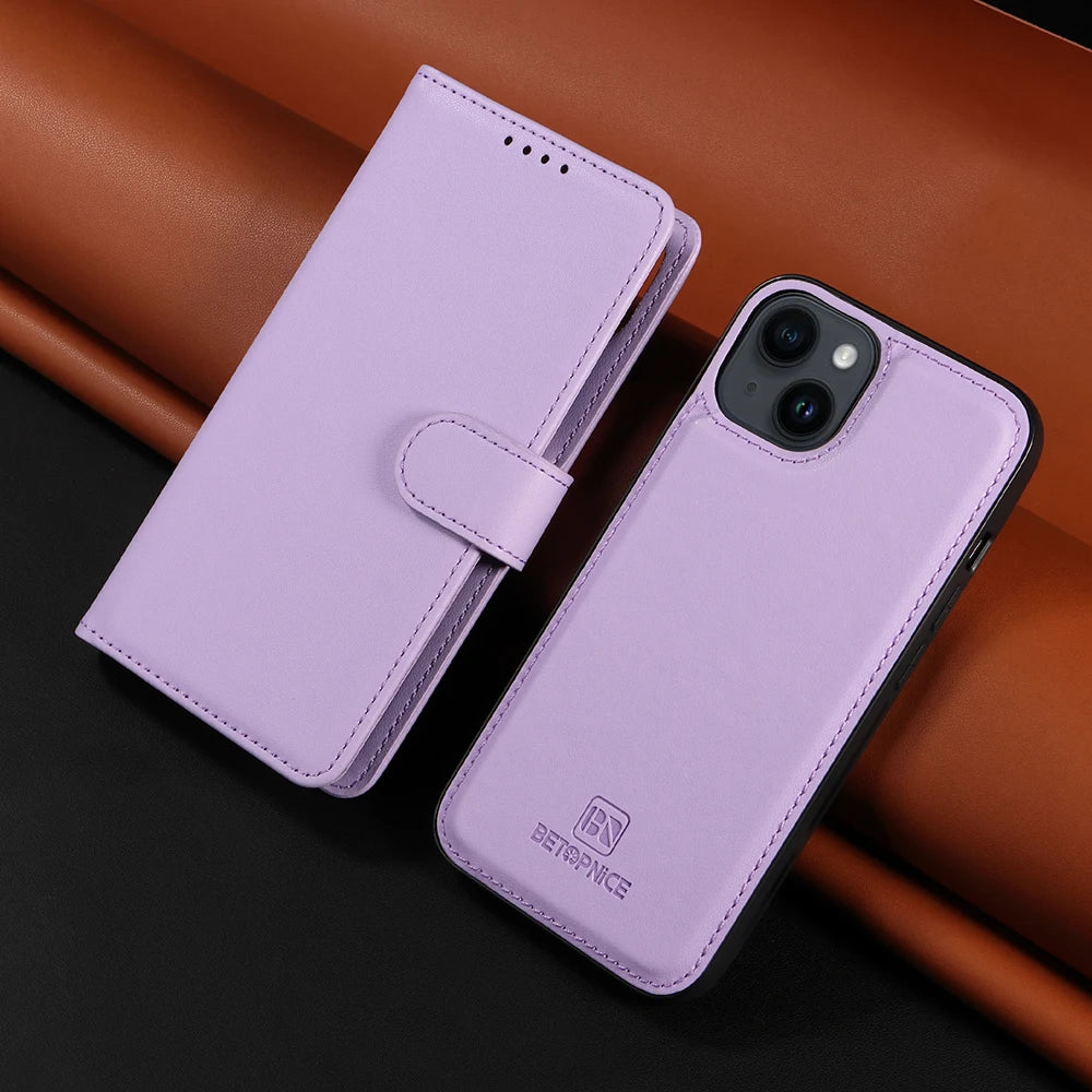 Detachable Magnetic Case for Iphone 16 15 14 13 12 11 Pro Max Mini XR X XS 6 6s 7 8 Plus SE RFID Protect Leather Wallet Cover