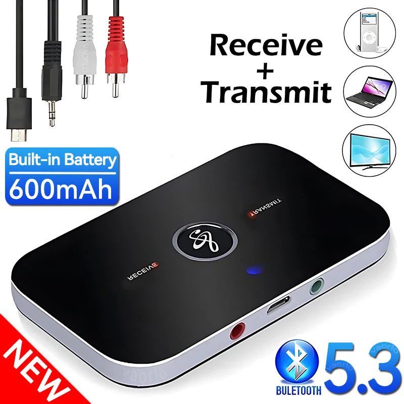 B6 2 IN 1 Bluetooth 5.3 Audio Transmitter Receiver 3.5mm AUX Jack RCA USB Dongle Music Wireless Adapter For Car PC TV Headphone - PhoneStyle