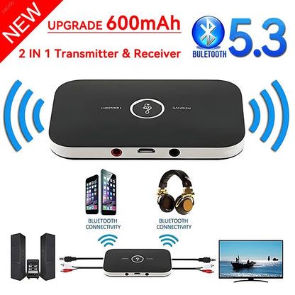 B6 2 IN 1 Bluetooth 5.3 Audio Transmitter Receiver 3.5mm AUX Jack RCA USB Dongle Music Wireless Adapter For Car PC TV Headphone - PhoneStyle
