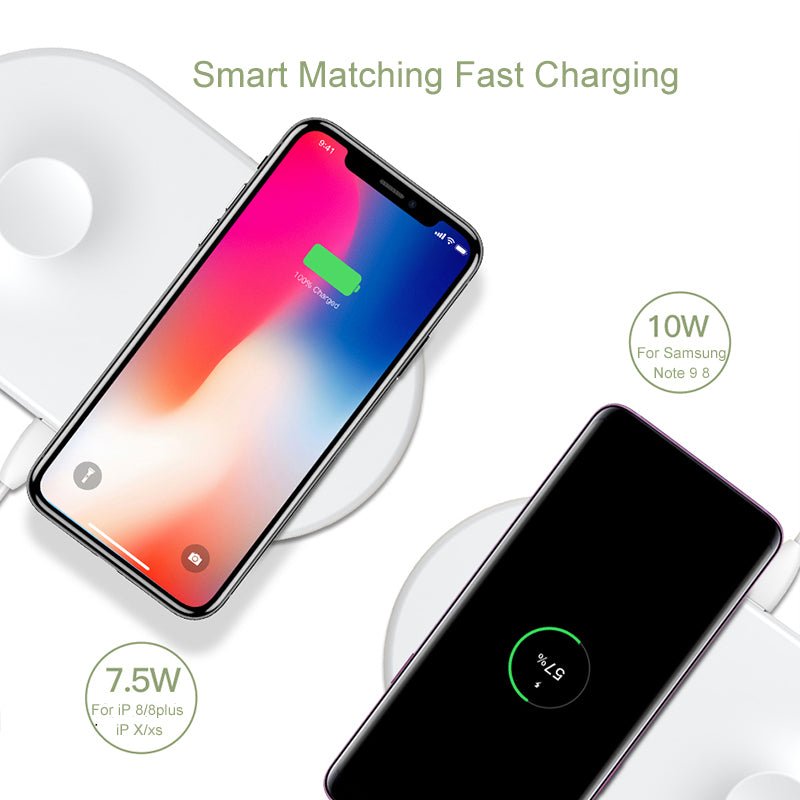 Baseus 2 in 1 Wireless Charger Pad For Apple Watch iPhone X Xs Max XR Desktop Fast Wireless Charging Charger Born for Apple Fans - PhoneStyle