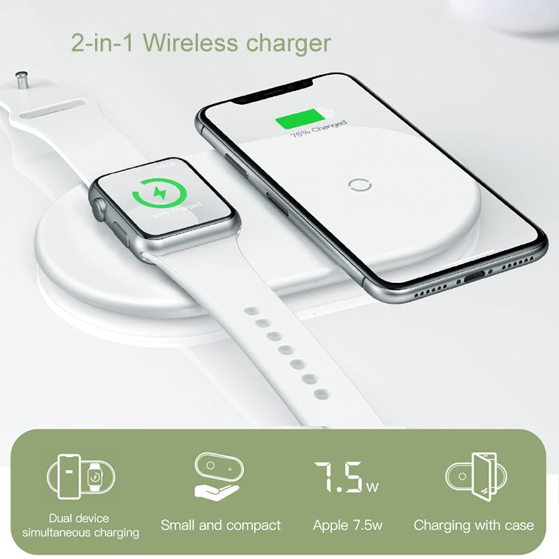 Baseus 2 in 1 Wireless Charger Pad For Apple Watch iPhone X Xs Max XR Desktop Fast Wireless Charging Charger Born for Apple Fans - PhoneStyle