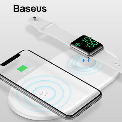 Baseus 2 in 1 Wireless Charger Pad For Apple Watch iPhone X Xs Max XR Desktop Fast Wireless Charging Charger Born for Apple Fans - PhoneStyle