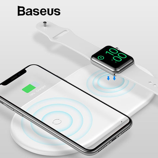 Baseus 2 in 1 Wireless Charger Pad For Apple Watch iPhone X Xs Max XR Desktop Fast Wireless Charging Charger Born for Apple Fans - PhoneStyle