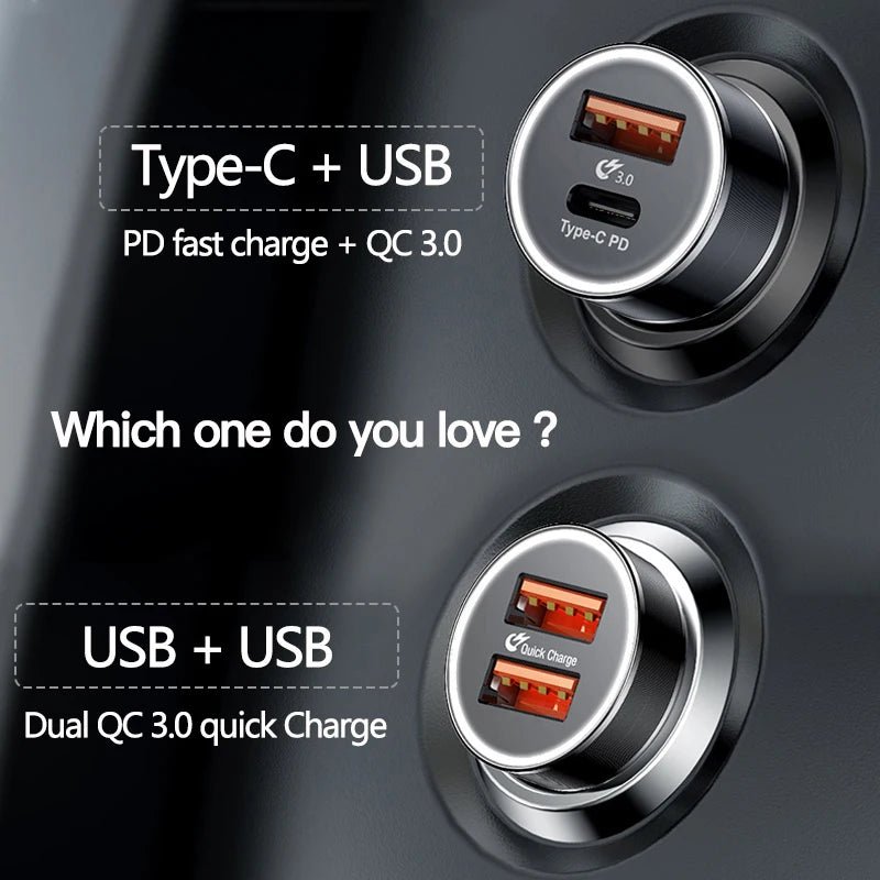 Baseus 36W Dual USB Quick Charge QC 3.0 Car Charger For iPhone USB Type - C PD Fast Charger Mobile Phone Quick Charger Car - Charger - PhoneStyle