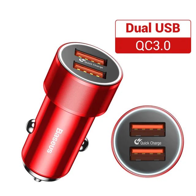 Baseus 36W Dual USB Quick Charge QC 3.0 Car Charger For iPhone USB Type - C PD Fast Charger Mobile Phone Quick Charger Car - Charger - PhoneStyle