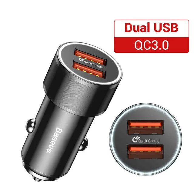 Baseus 36W Dual USB Quick Charge QC 3.0 Car Charger For iPhone USB Type - C PD Fast Charger Mobile Phone Quick Charger Car - Charger - PhoneStyle