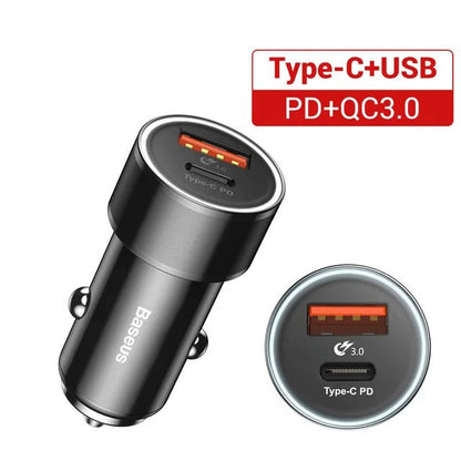 Baseus 36W Dual USB Quick Charge QC 3.0 Car Charger For iPhone USB Type - C PD Fast Charger Mobile Phone Quick Charger Car - Charger - PhoneStyle