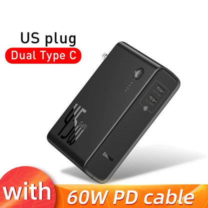 Baseus GaN Power Bank Charger 10000mAh 45W USB C PD Fast Charging 2 in 1 Charger & Battery as One ForiP 11 Pro Laptop ForXiaomi - PhoneStyle