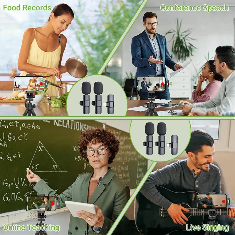 Basix 2.4G Wireless Lavalier Microphone Portable Audio Video Recording Mini Mic for iPhone Android Live Broadcast Gaming Phone - PhoneStyle