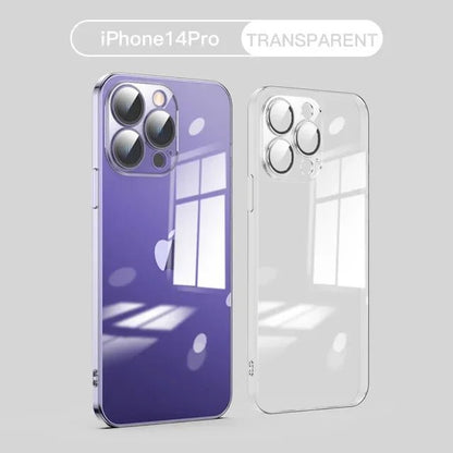 Electroplating TPU transparent phone case for iPhone 16, Apple 15 with lens film, 14 Pro anti drop protective cover, 13 - PhoneStyle
