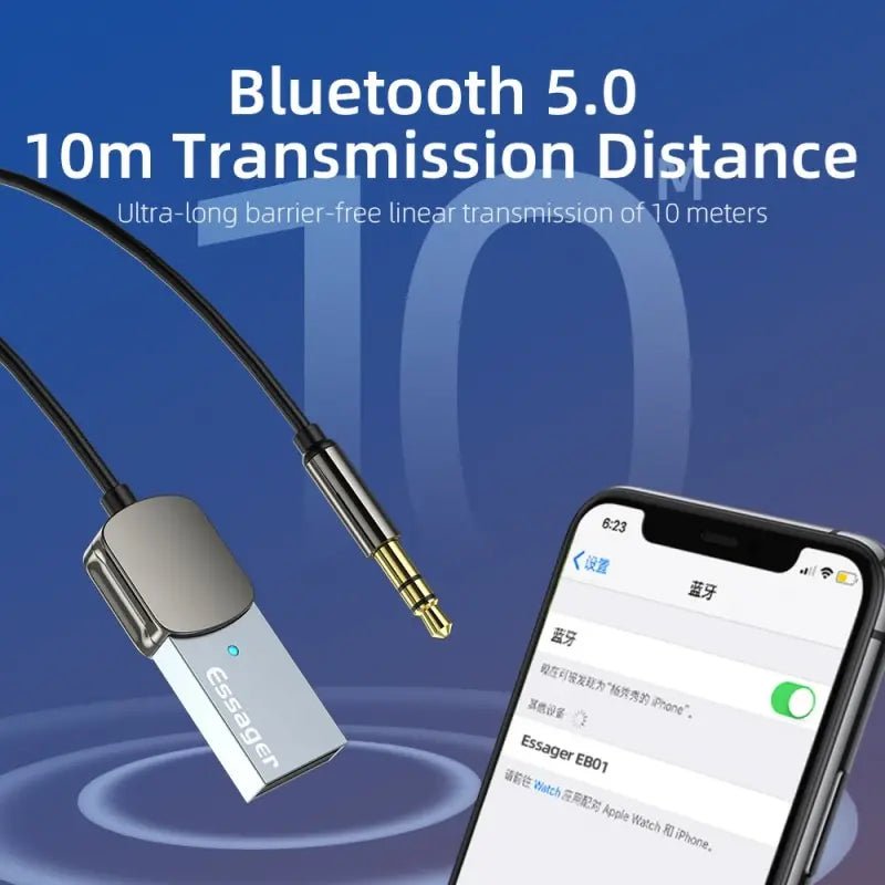 Essager Bluetooth Audio Receiver Dongle USB To 3.5mm Jack Car Audio Aux Bluetooth 5.0 Handsfree Kit For Car Receiver BT Transmit - PhoneStyle