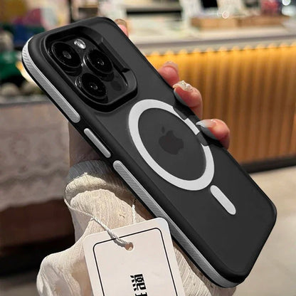 Fashion Bicolor Matte Frosted Magnetic Translucency Case For iPhone 16 15 14 13 12 11 Pro Max 16 Plus Magsafe Splice Color Cover - PhoneStyle