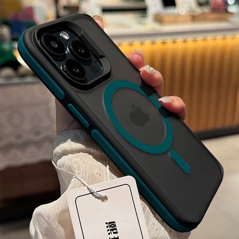 Fashion Bicolor Matte Frosted Magnetic Translucency Case For iPhone 16 15 14 13 12 11 Pro Max 16 Plus Magsafe Splice Color Cover - PhoneStyle