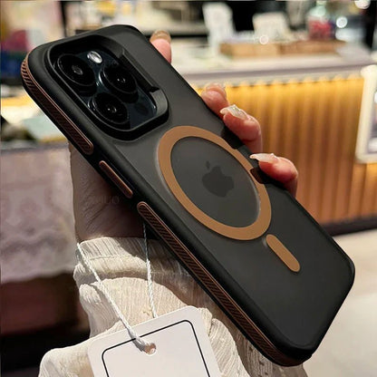 Fashion Bicolor Matte Frosted Magnetic Translucency Case For iPhone 16 15 14 13 12 11 Pro Max 16 Plus Magsafe Splice Color Cover - PhoneStyle