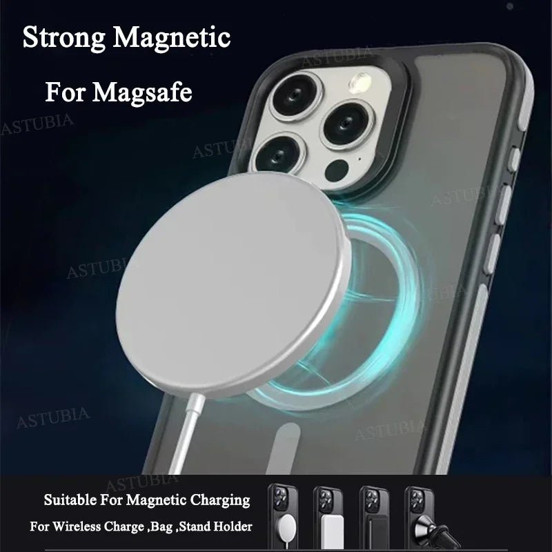 Fashion Bicolor Matte Frosted Magnetic Translucency Case For iPhone 16 15 14 13 12 11 Pro Max 16 Plus Magsafe Splice Color Cover - PhoneStyle