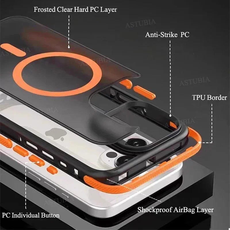 Fashion Bicolor Matte Frosted Magnetic Translucency Case For iPhone 16 15 14 13 12 11 Pro Max 16 Plus Magsafe Splice Color Cover - PhoneStyle