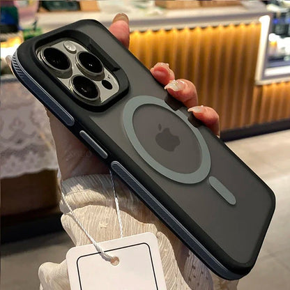 Fashion Bicolor Matte Frosted Magnetic Translucency Case For iPhone 16 15 14 13 12 11 Pro Max 16 Plus Magsafe Splice Color Cover - PhoneStyle