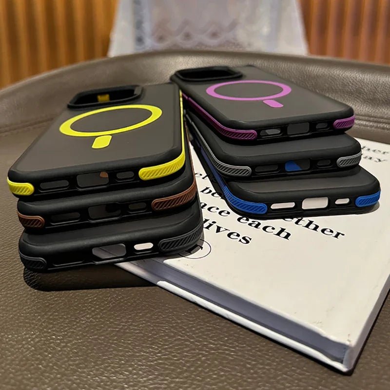 Fashion Bicolor Matte Frosted Magnetic Translucency Case For iPhone 16 15 14 13 12 11 Pro Max 16 Plus Magsafe Splice Color Cover - PhoneStyle