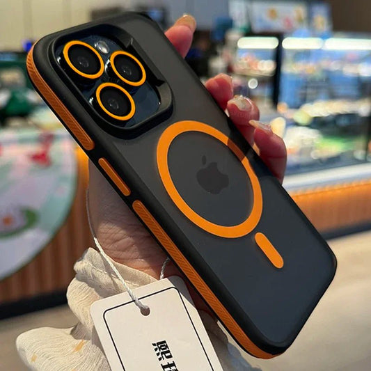 Fashion Bicolor Matte Frosted Magnetic Translucency Case For iPhone 16 15 14 13 12 11 Pro Max 16 Plus Magsafe Splice Color Cover - PhoneStyle