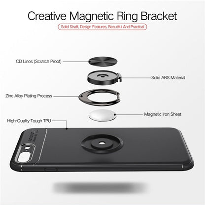 Phone Case Ultra Slim Silicon Armor Anti - knock Car Magnetic Metal Ring Bracket Cell Phone Shell Case for IPhone X 6/6S 7/8 Plus - PhoneStyle