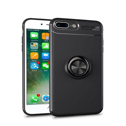 Phone Case Ultra Slim Silicon Armor Anti - knock Car Magnetic Metal Ring Bracket Cell Phone Shell Case for IPhone X 6/6S 7/8 Plus - PhoneStyle