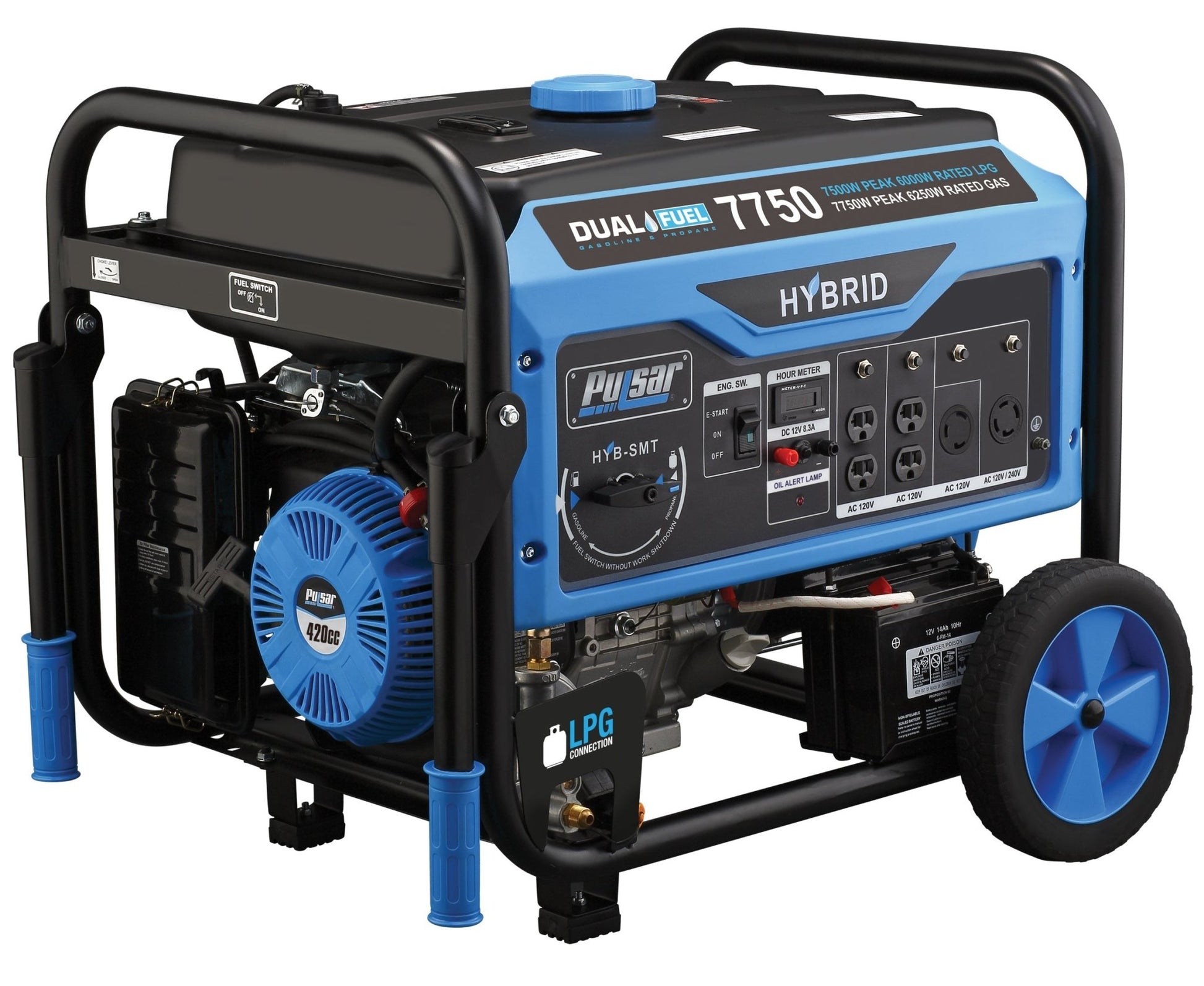 Pulsar 7750/6250 Watt (Gas) 7500/6000 Watt (LP) Dual Fuel Generator PG7750B - PhoneStyle