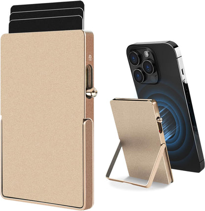 RFID Blocking Wallet Minimalist Slim Card Holder for Magsafe with Adjustable Stand, Metal Pop Up Magnetic Wallet for Men TOYFID - PhoneStyle