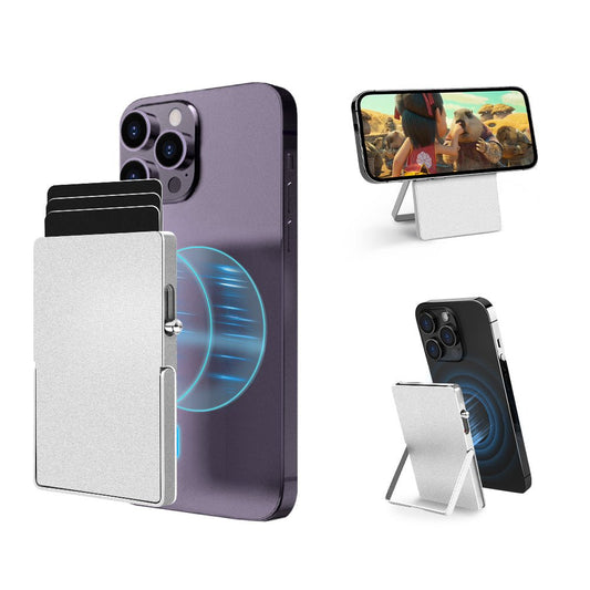 RFID Blocking Wallet Minimalist Slim Card Holder for Magsafe with Adjustable Stand, Metal Pop Up Magnetic Wallet for Men TOYFID - PhoneStyle