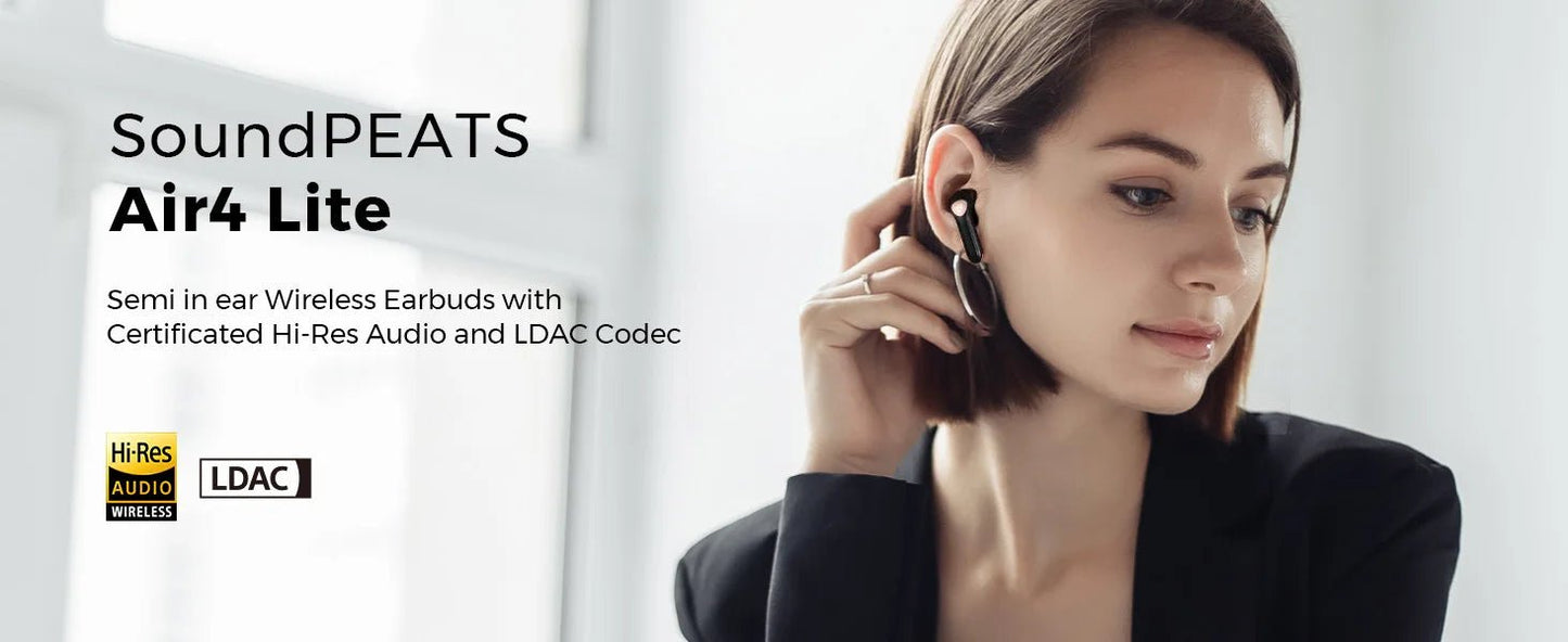 SoundPEATS Air4 Lite Bluetooth 5.3 Wireless Earphone Hi - Res Audio AI call Noise Reduction Eearbuds Support Multipoint Connection - PhoneStyle